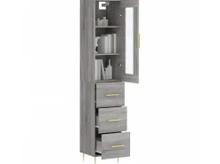 Aparador alto madera contrachapada gris Sonoma 34,5x34x180 cm ES53180