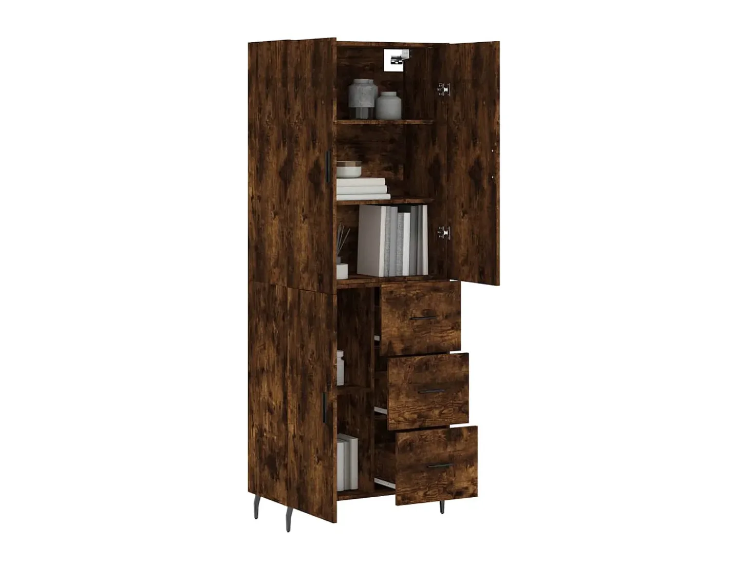 Aparador alto madera contrachapada roble ahumado 69,5x34x180 cm ES82741