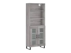 Aparador alto madera contrachapada gris sonoma 69,5x34x180 cm ES19819