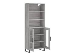 Aparador alto madera contrachapada gris sonoma 69,5x34x180 cm ES19819