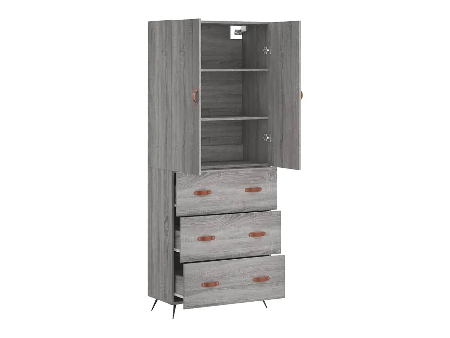 Aparador alto madera contrachapada gris sonoma 69,5x34x180 cm ES97567