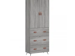 Aparador alto madera contrachapada gris sonoma 69,5x34x180 cm ES97567