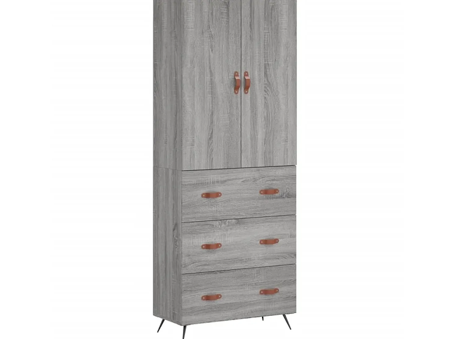Aparador alto madera contrachapada gris sonoma 69,5x34x180 cm ES97567