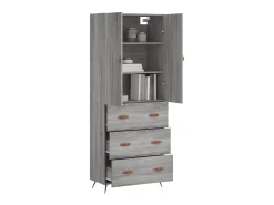Aparador alto madera contrachapada gris sonoma 69,5x34x180 cm ES97567