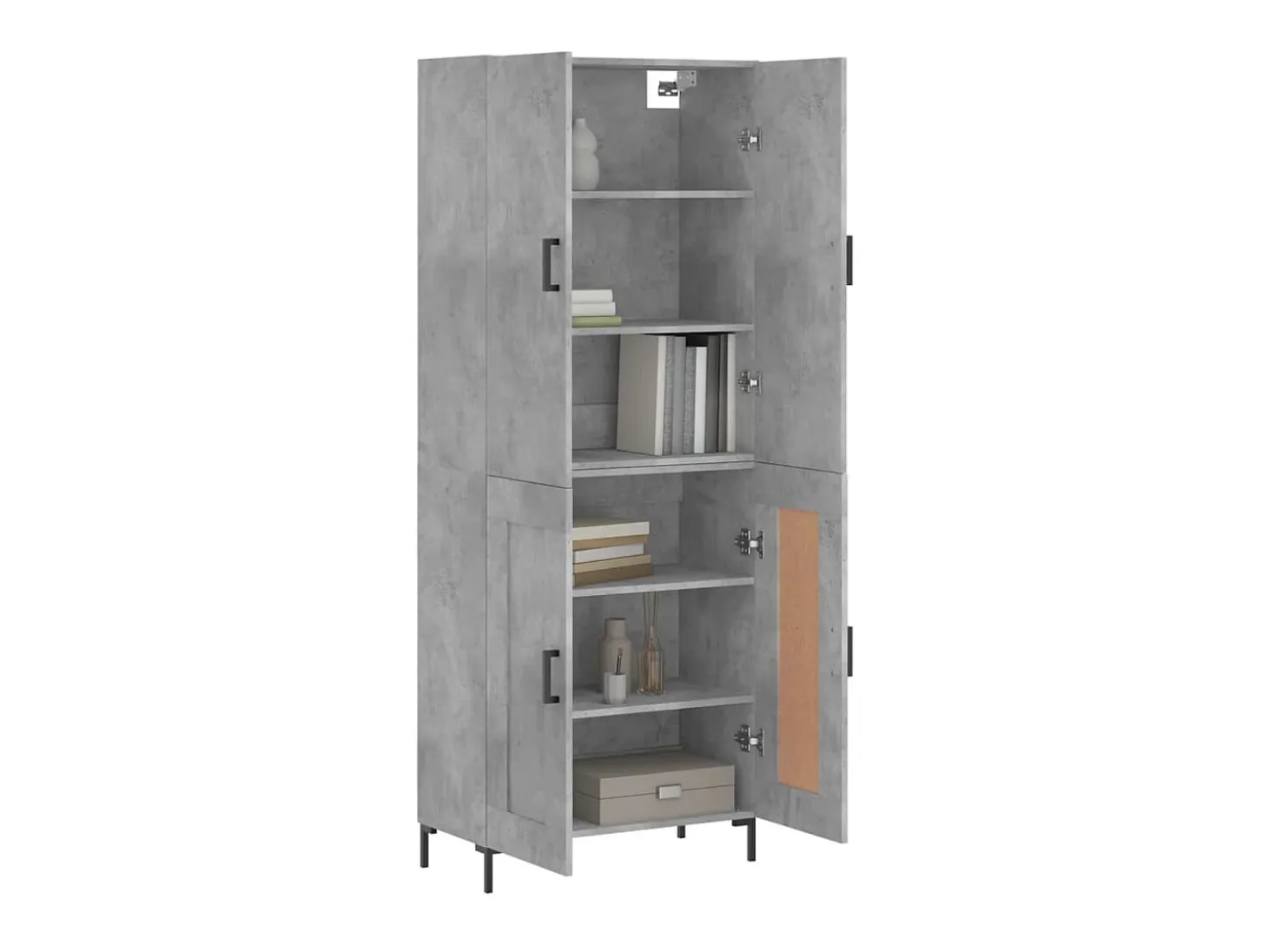 Aparador alto madera contrachapada gris hormigón 69,5x34x180 cm ES25668