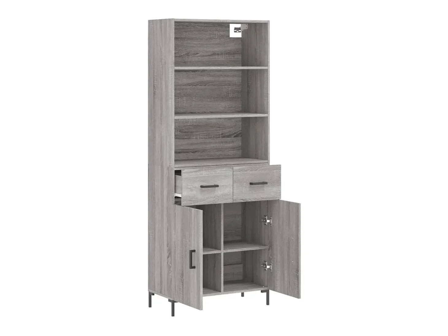 Aparador alto madera contrachapada gris sonoma 69,5x34x180 cm ES28886