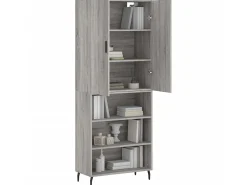 Aparador alto madera contrachapada gris sonoma 69,5x34x180 cm ES40973