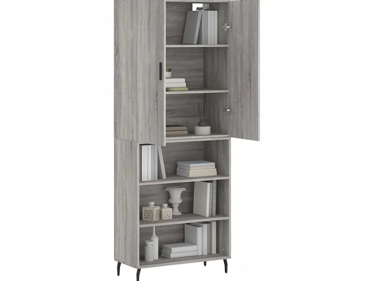 Aparador alto madera contrachapada gris sonoma 69,5x34x180 cm ES40973