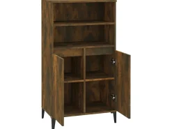 Aparador alto madera contrachapada roble ahumado 60x36x110 cm ES77542