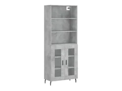 Aparador alto madera contrachapada gris hormigón 69,5x34x180 cm