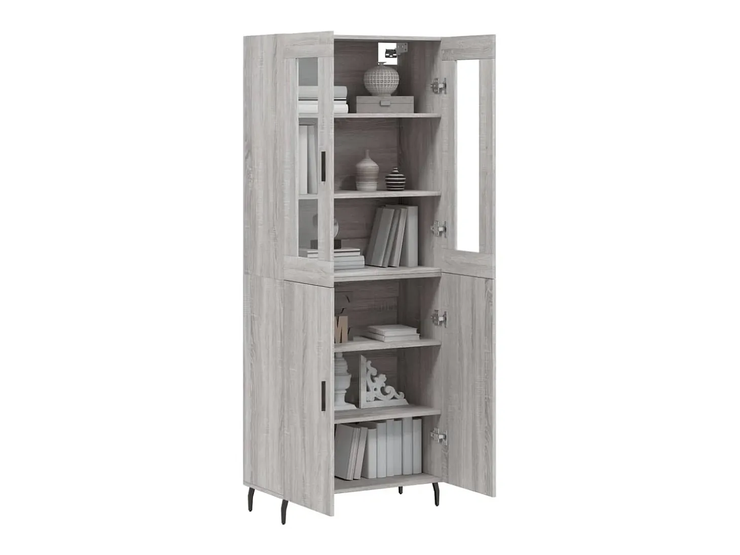 Aparador alto madera contrachapada gris sonoma 69,5x34x180 cm ES32405