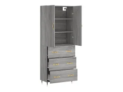 Aparador alto madera contrachapada gris sonoma 69,5x34x180 cm ES23041