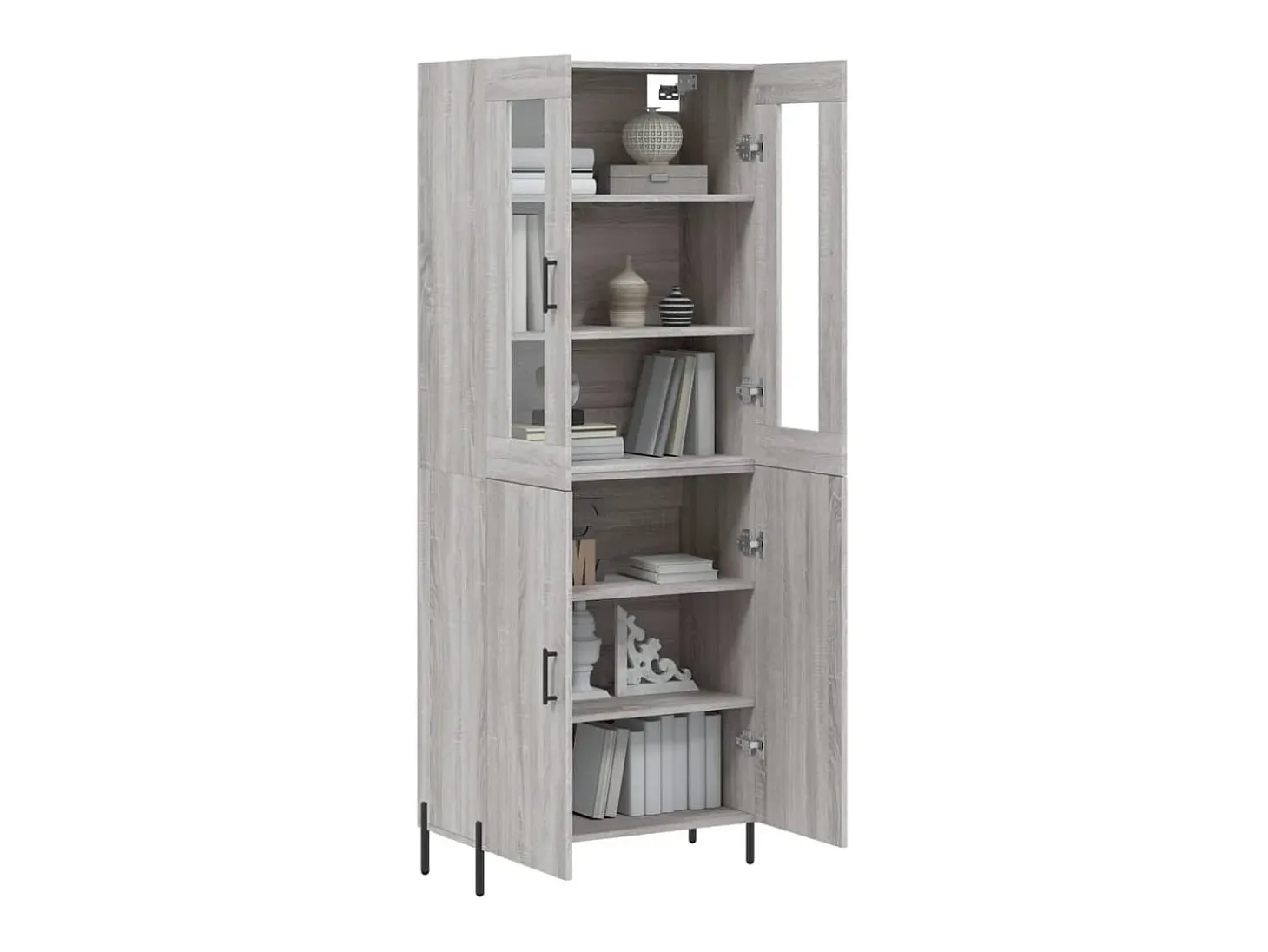 Aparador alto madera contrachapada gris sonoma 69,5x34x180 cm ES10286