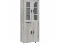 Aparador alto madera contrachapada gris sonoma 69,5x34x180 cm ES10286