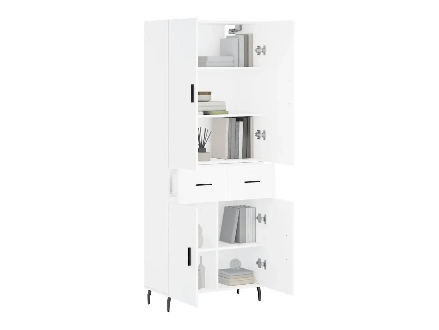 Aparador alto madera contrachapada blanco 69,5x34x180 cm ES98763