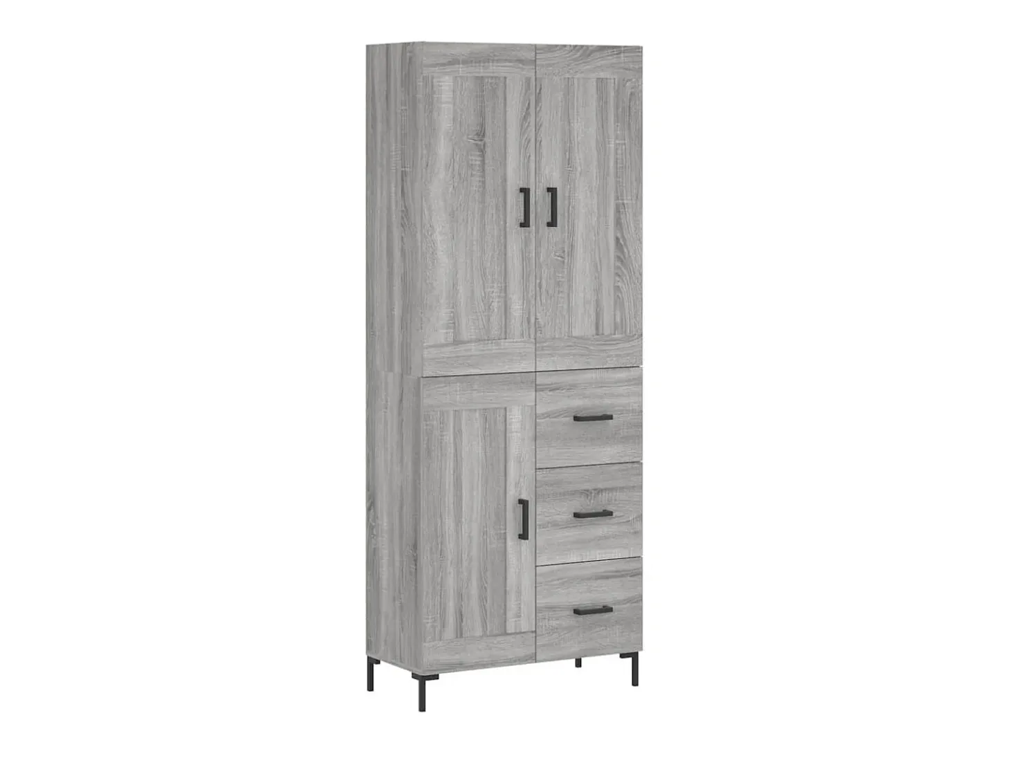 Aparador alto madera contrachapada gris sonoma 69,5x34x180 cm ES17381
