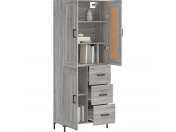 Aparador alto madera contrachapada gris sonoma 69,5x34x180 cm ES17381