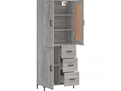 Aparador alto madera contrachapada gris sonoma 69,5x34x180 cm ES17381