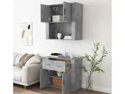 Aparador alto madera contrachapada gris hormigón