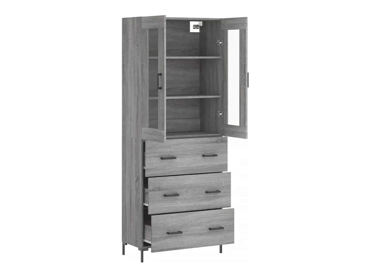 Aparador alto madera contrachapada gris sonoma 69,5x34x180 cm