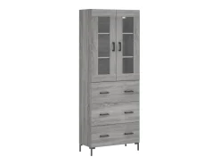 Aparador alto madera contrachapada gris sonoma 69,5x34x180 cm