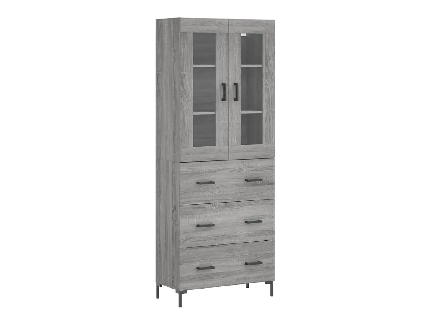 Aparador alto madera contrachapada gris sonoma 69,5x34x180 cm