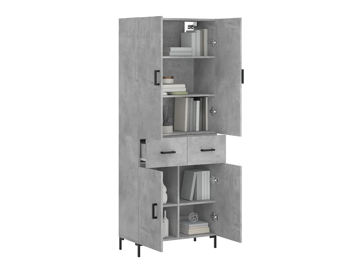 Aparador alto madera contrachapada gris hormigón 69,5x34x180 cm ES80980