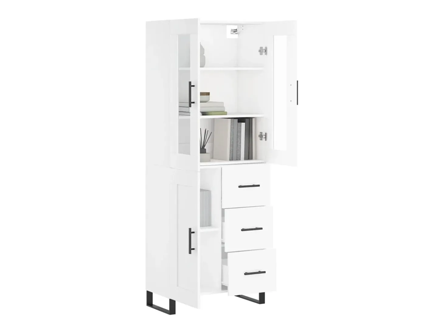 Aparador alto madera contrachapada blanco 69,5x34x180 cm ES17969