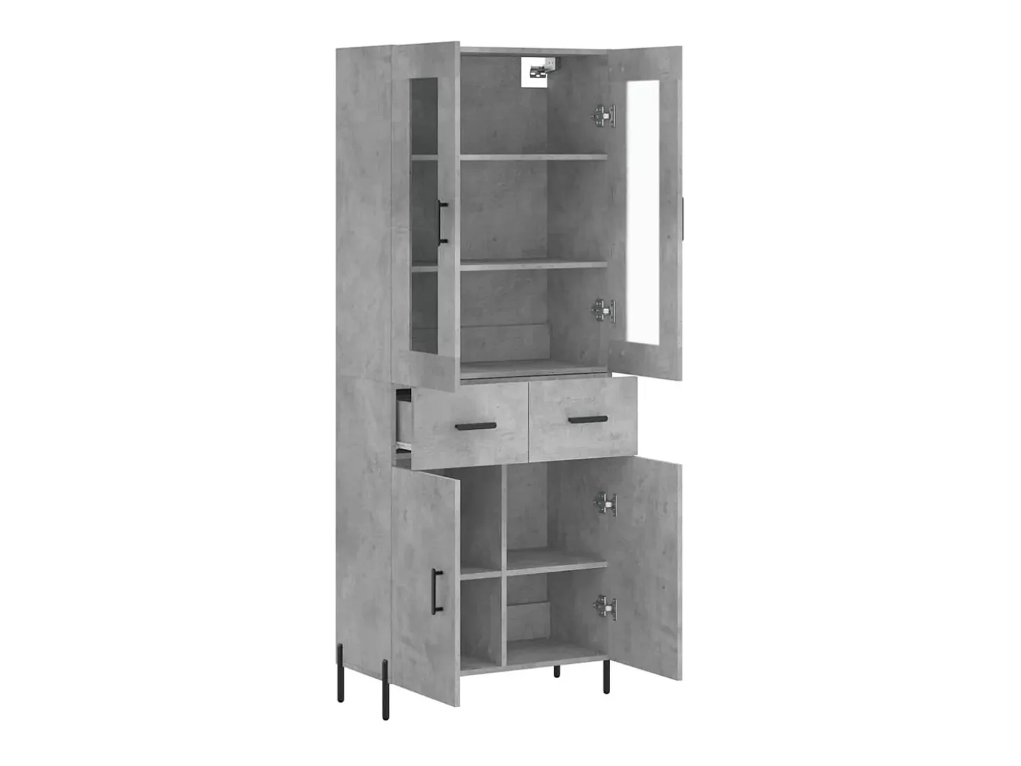Aparador alto madera contrachapada gris hormigón 69,5x34x180 cm ES62428