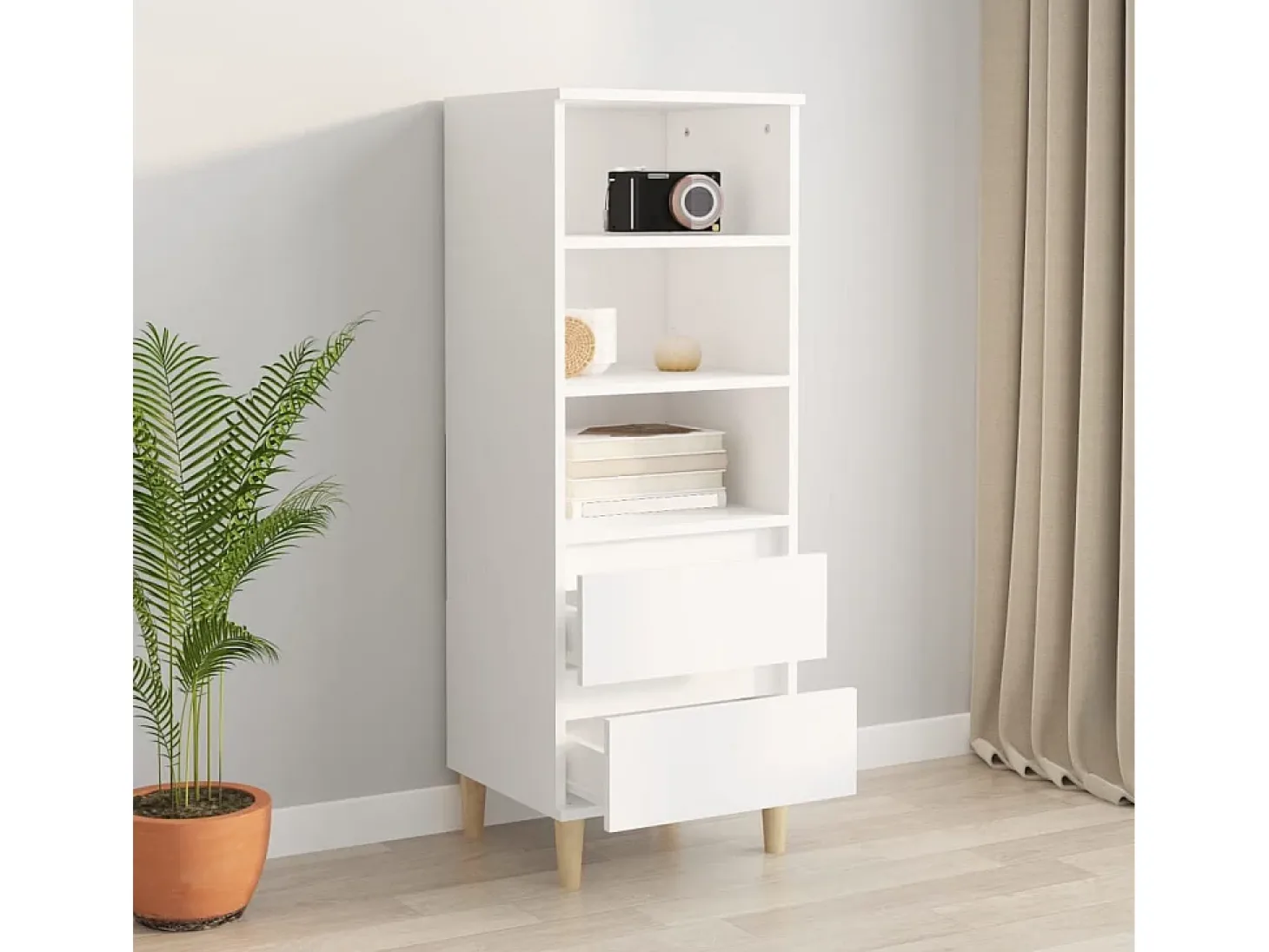 Aparador alto madera contrachapada blanco 40x36x110 cm
