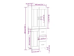Aparador alto madera contrachapada blanco 69,5x34x180 cm