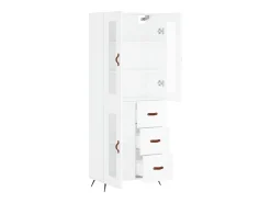 Aparador alto madera contrachapada blanco 69,5x34x180 cm