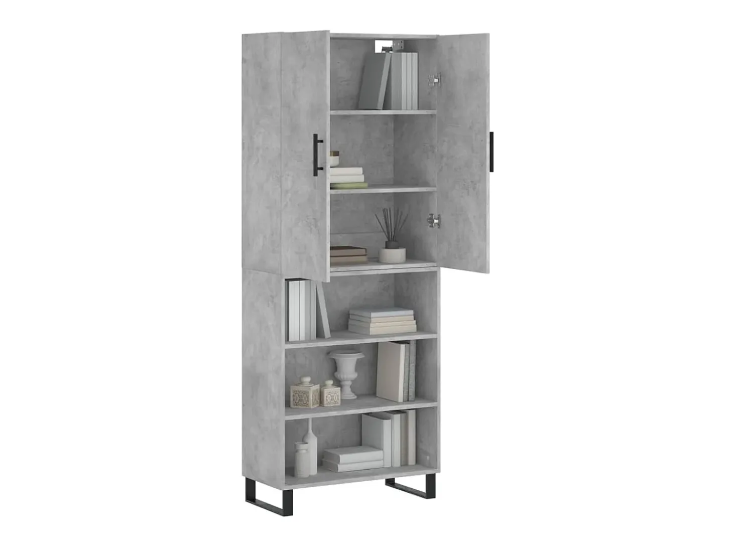 Aparador alto madera contrachapada gris hormigón 69,5x34x180 cm ES79380