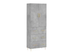 Aparador alto madera contrachapada gris hormigón 69,5x34x180 cm ES38008