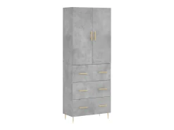 Aparador alto madera contrachapada gris hormigón 69,5x34x180 cm