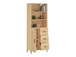 Aparador alto madera contrachapada color roble 69,5x34x180 cm ES27783