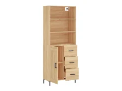 Aparador alto madera contrachapada color roble 69,5x34x180 cm ES27783