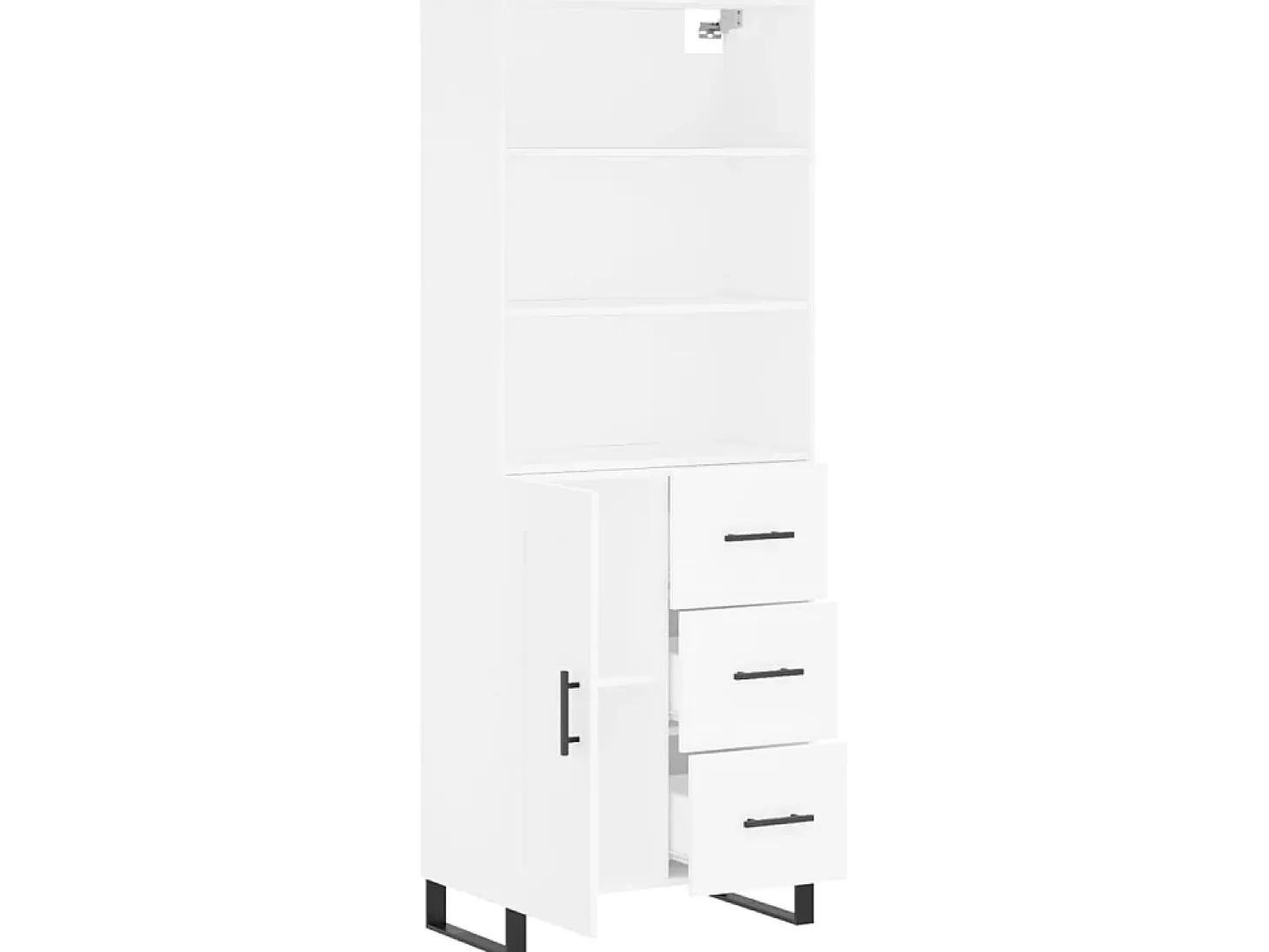 Aparador alto madera contrachapada blanco 69,5x34x180 cm ES84542