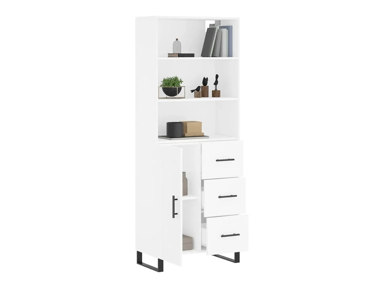 Aparador alto madera contrachapada blanco 69,5x34x180 cm ES84542