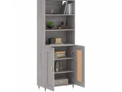 Aparador alto madera contrachapada gris sonoma 69,5x34x180 cm ES34300