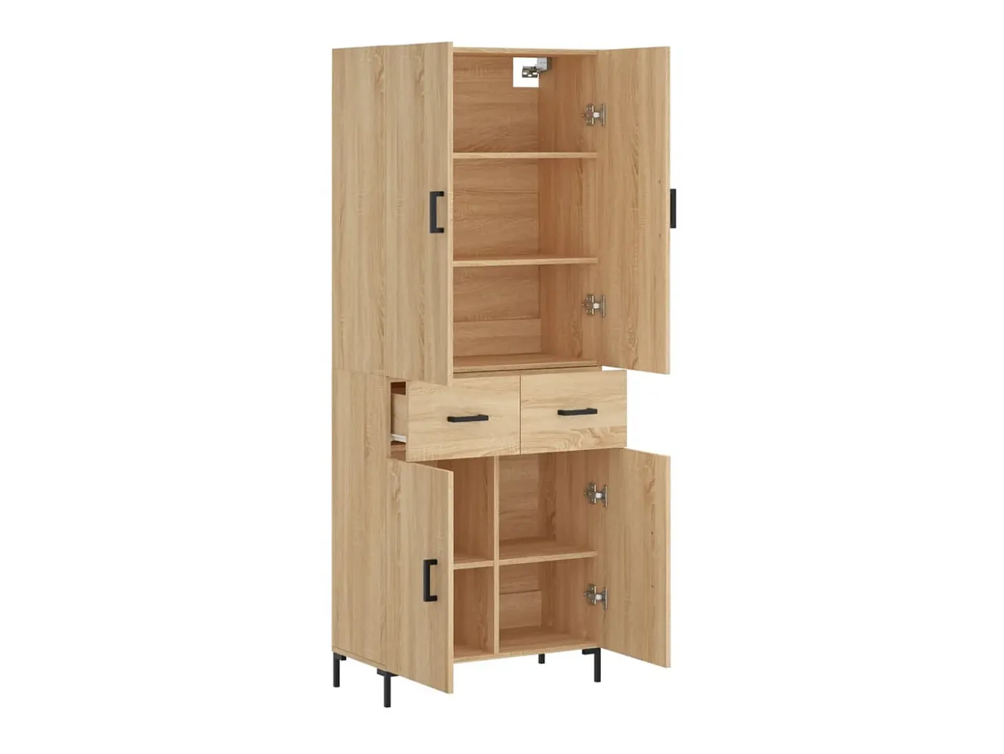 Aparador alto madera contrachapada color roble 69,5x34x180 cm ES96481