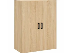 Aparador alto madera contrachapada color roble 69,5x34x180 cm ES96481
