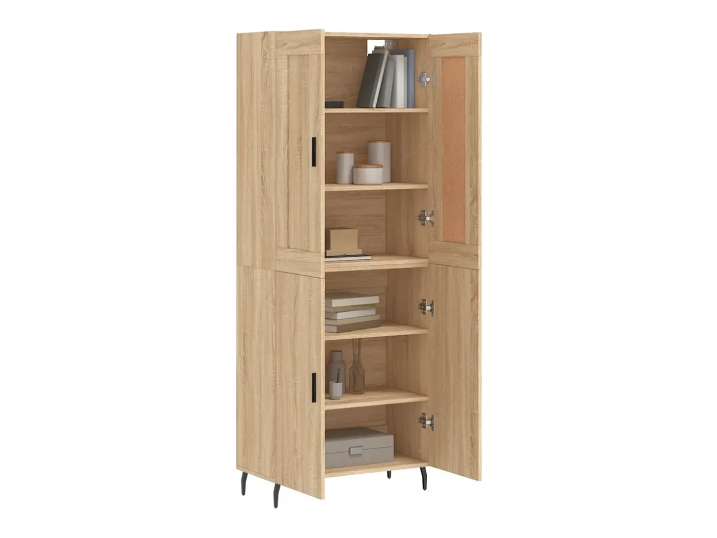 Aparador alto madera contrachapada color roble 69,5x34x180 cm