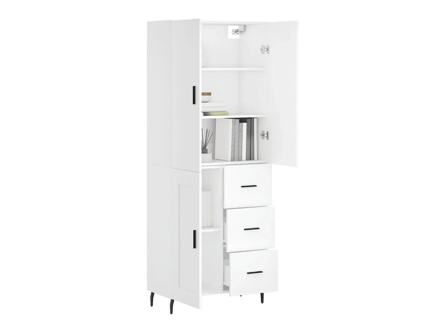 Aparador alto madera contrachapada blanco 69,5x34x180 cm ES62584