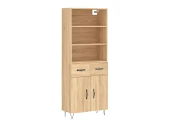 Aparador alto madera contrachapada color roble 69,5x34x180 cm ES93807