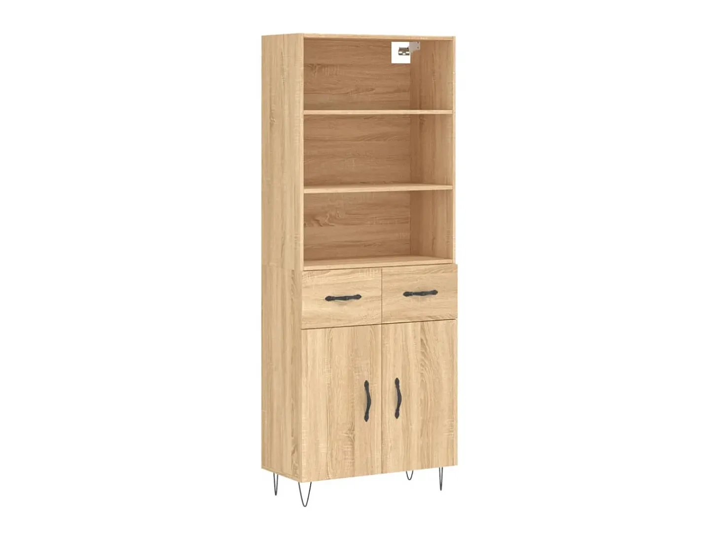 Aparador alto madera contrachapada color roble 69,5x34x180 cm ES93807
