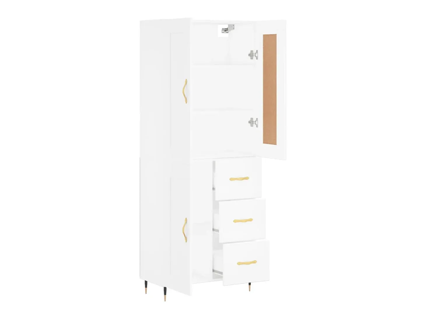 Aparador alto madera contrachapada blanco 69,5x34x180 cm ES83329