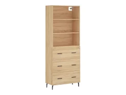 Aparador alto madera contrachapada color roble 69,5x34x180 cm