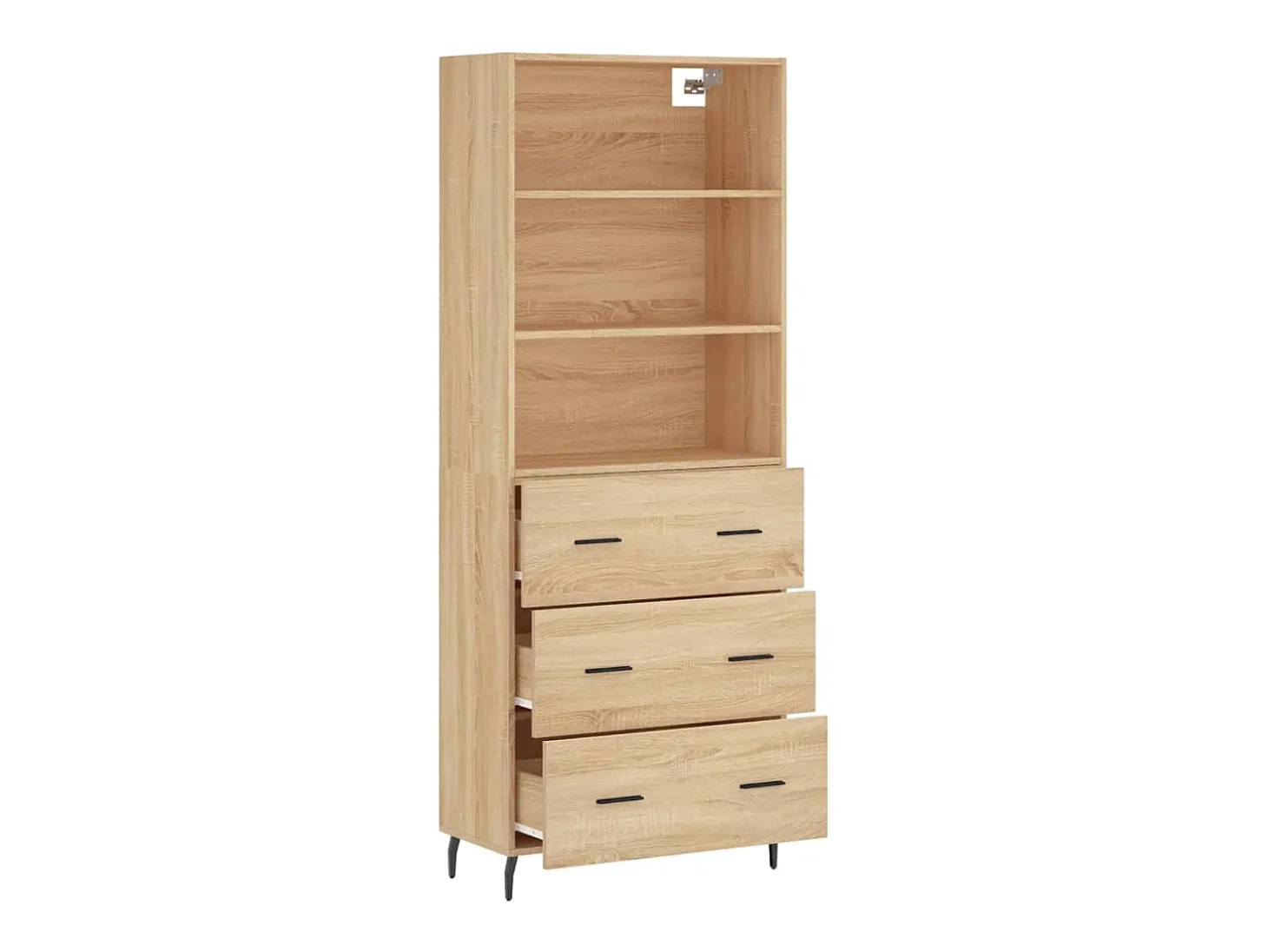 Aparador alto madera contrachapada color roble 69,5x34x180 cm