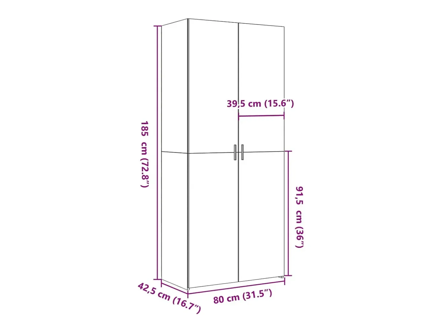 Aparador alto madera de ingeniería blanco 80x42,5x185 cm